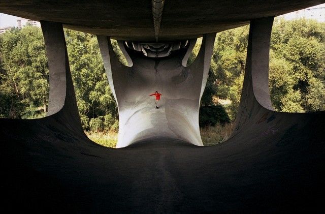 Viadotto dell'Industria, meglio conosciuto come Ponte Musmeci, dal nome dell'ingegnere che lo ha progettato e realizzato. Potenza, Italia