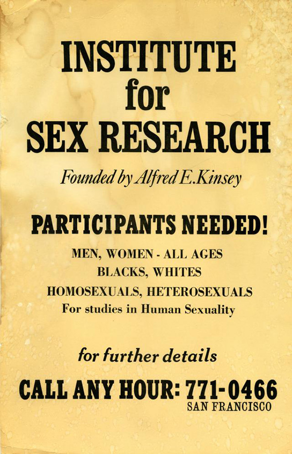 Advertisement for the Institute of Sex Research (c) The Kinsey Institute